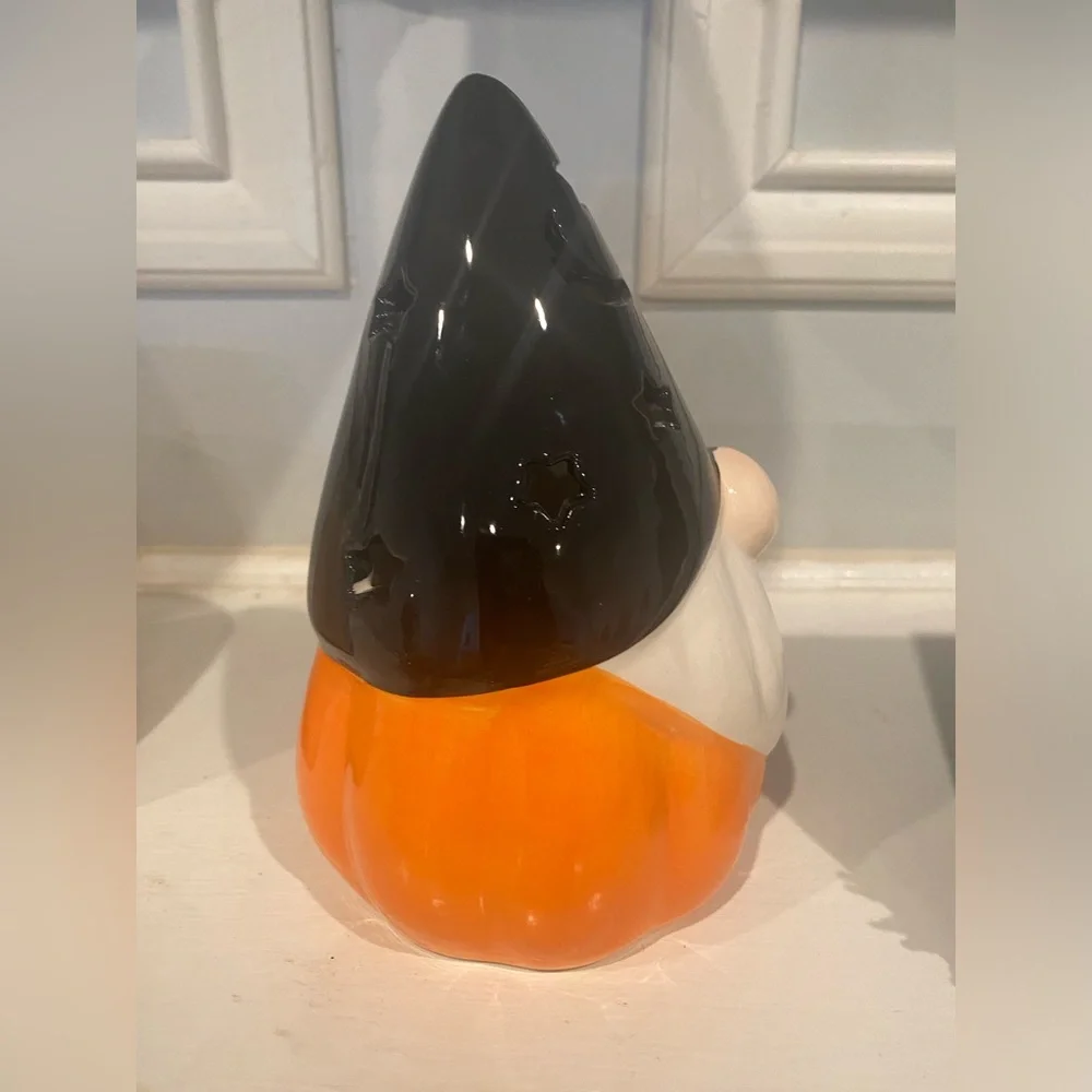 Target Lighted Ceramic Halloween Wizard Gnome Orange & Black Battery Operated